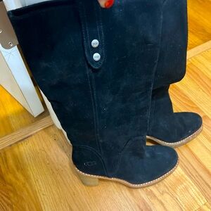 Women’s size 9 BLACK SUEDE BOOTS. Tall but below the knee.